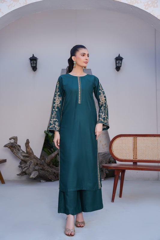 Teal Co-ord embroidered set