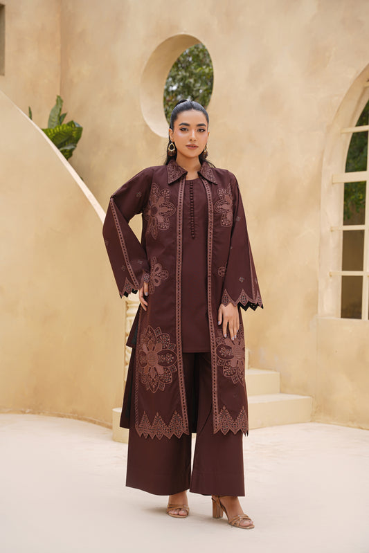 3pc Royal Mocha Dhank Suit – Timeless Elegance