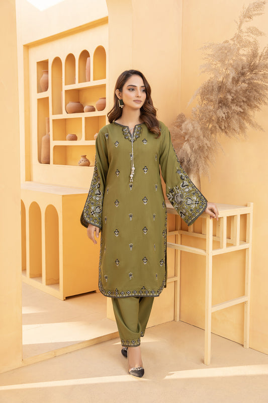 Moarana 2pc embroidered viscose Dress