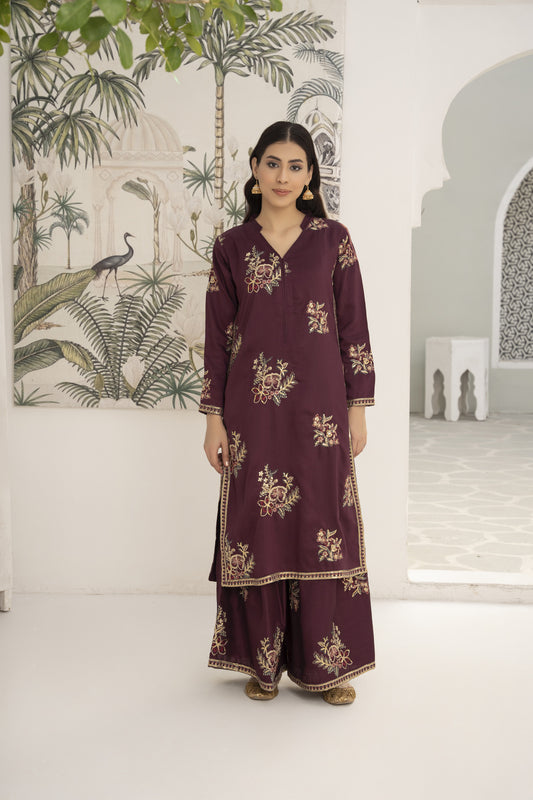 Ruby 2pc embroidered linen suit