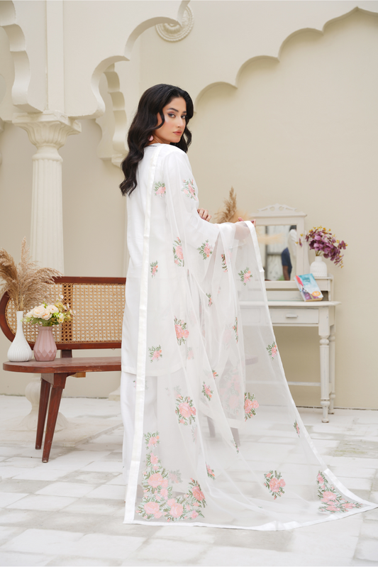 Celestia – White & Blush Embroidered 3Pc Suit | Viscose Pret