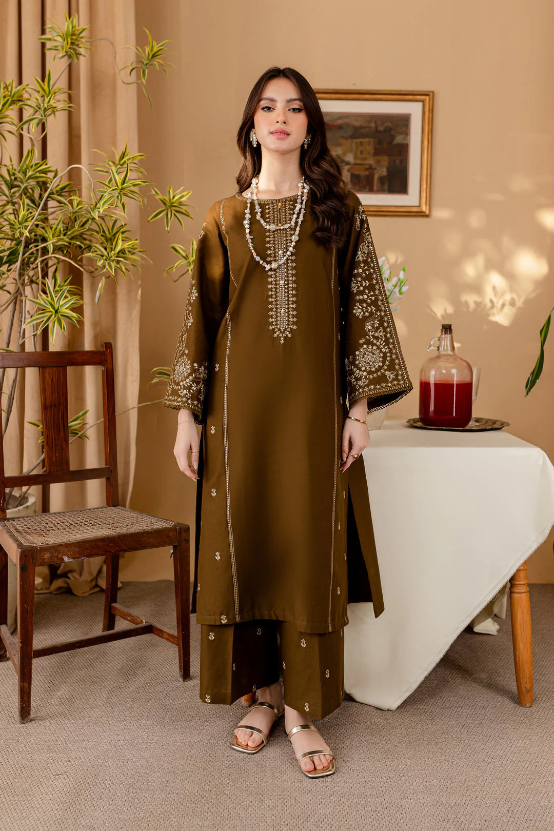 GREEN 2PC - EMBROIDERED DRESS