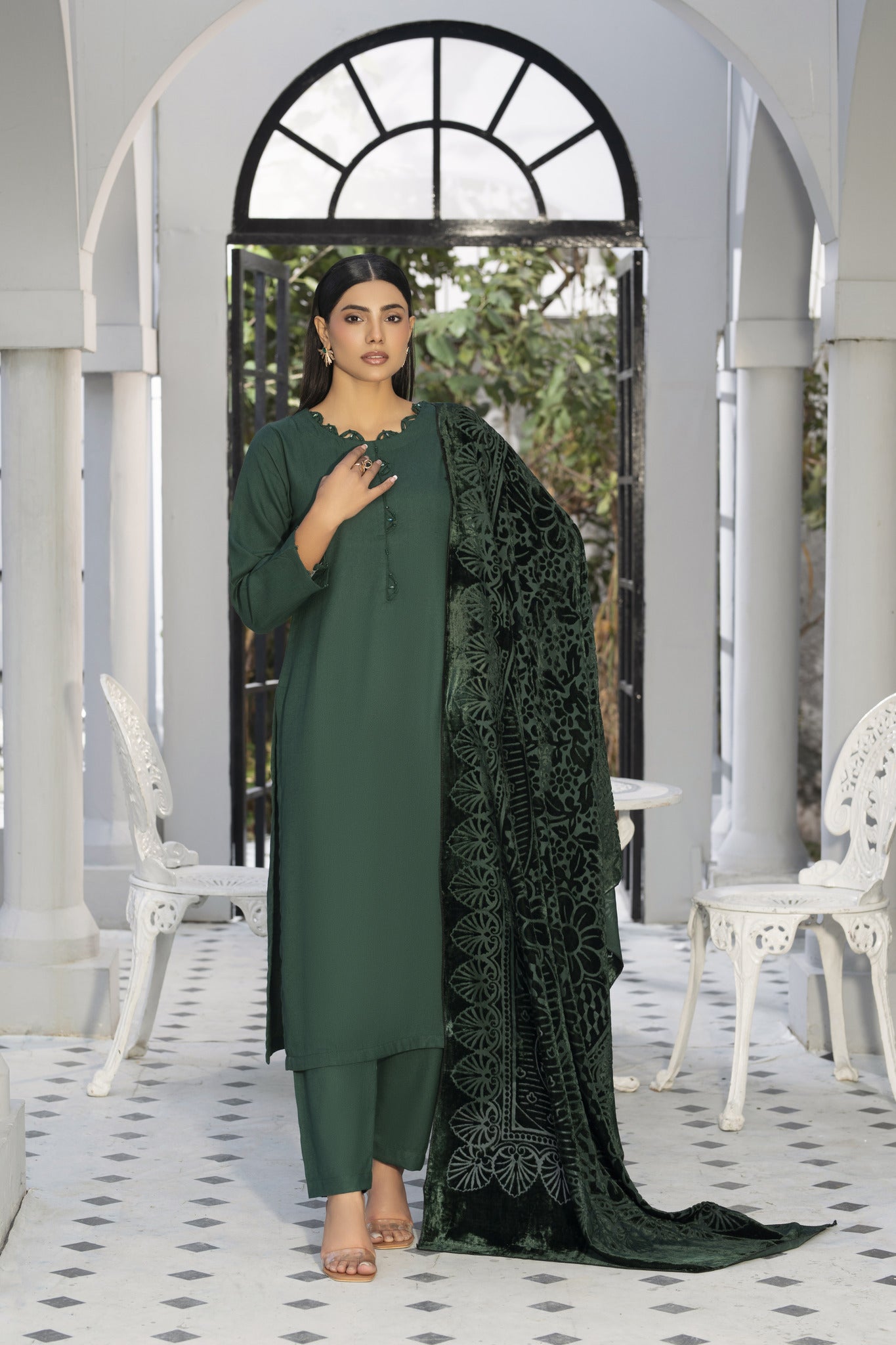 palachi  shawl | Dhanak suit