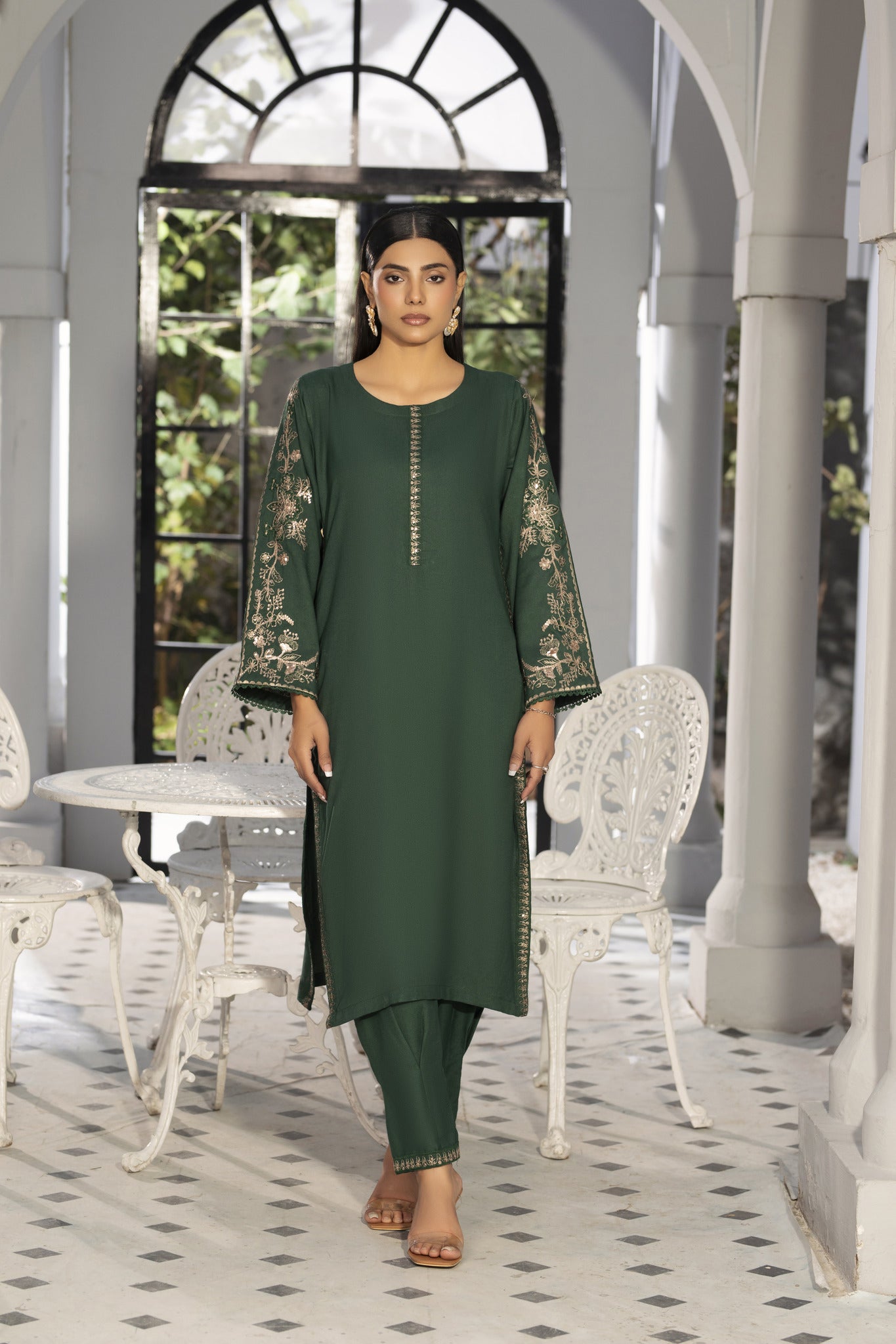 Solid Co-ord green | embroidered Co-ord suit