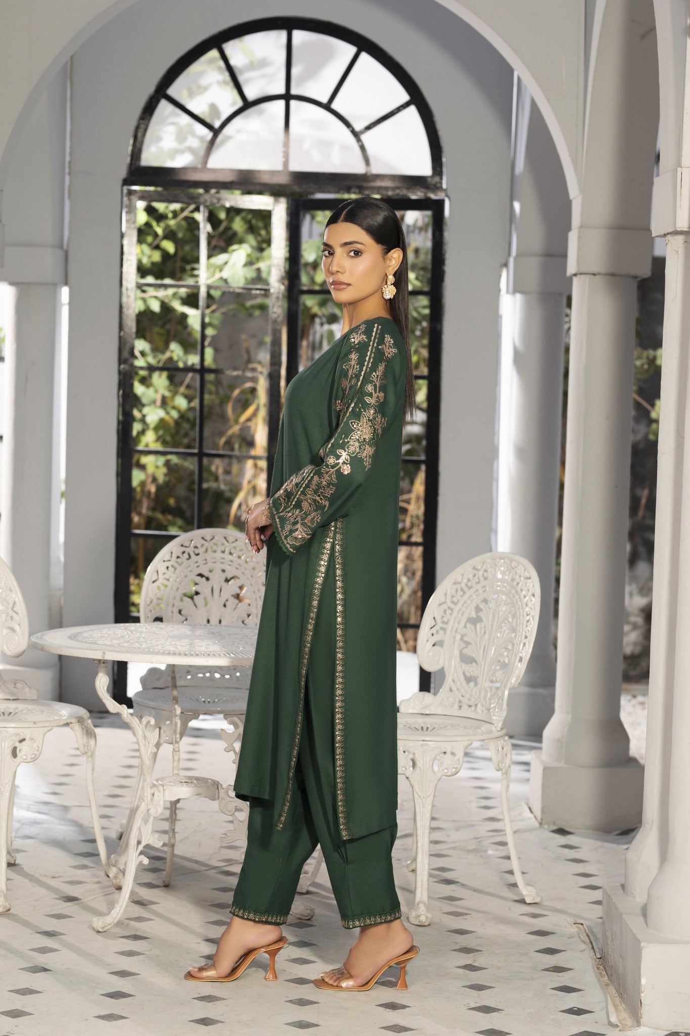 Solid Co-ord green | embroidered Co-ord suit