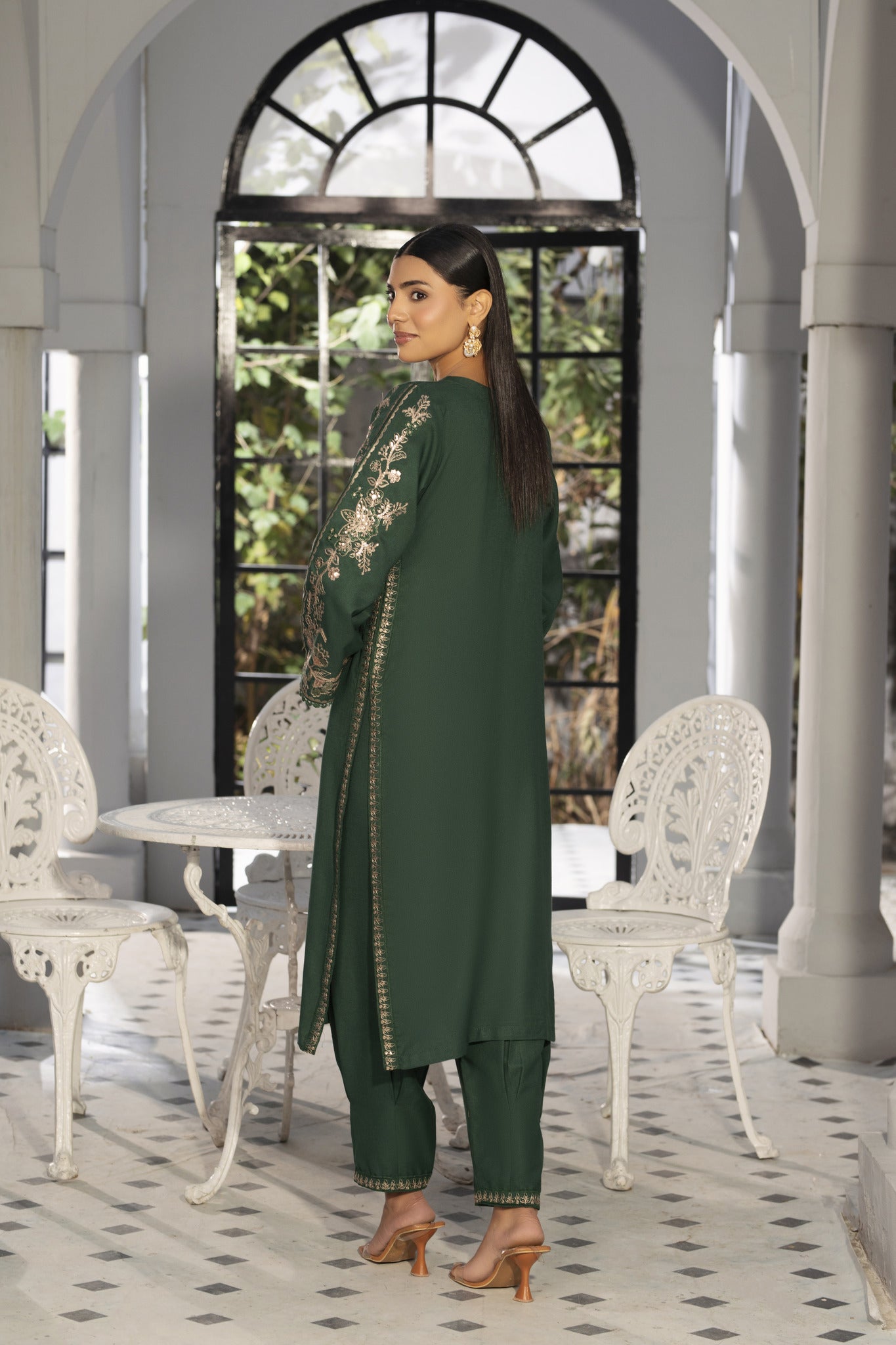 Solid Co-ord green | embroidered Co-ord suit