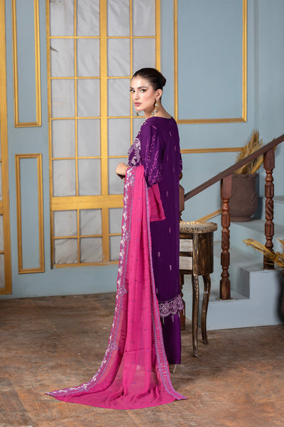 Cheshire 3Pc - Embroidered chiffon Dress