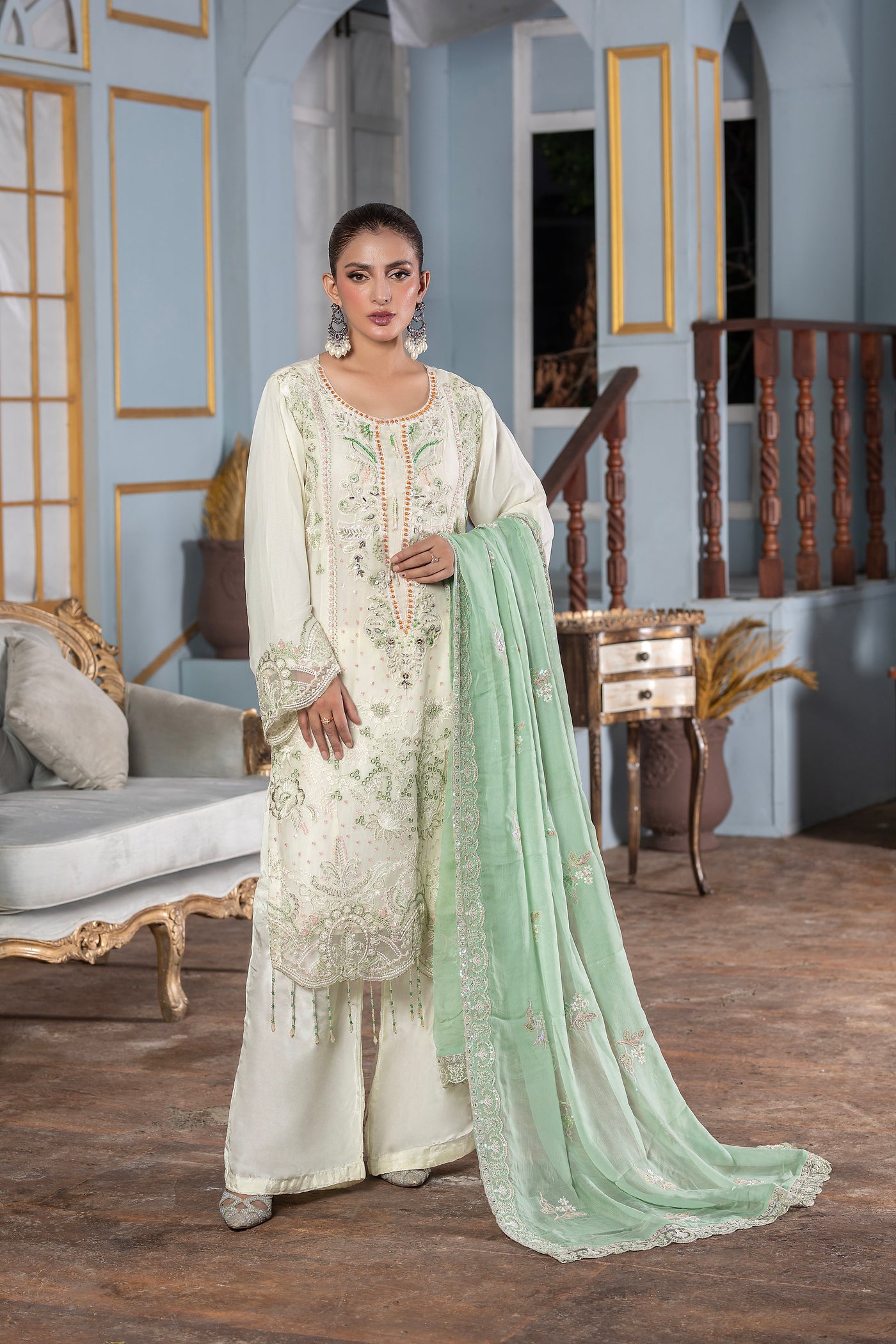 Daneen 3Pc - Embroidered Luxe PRET