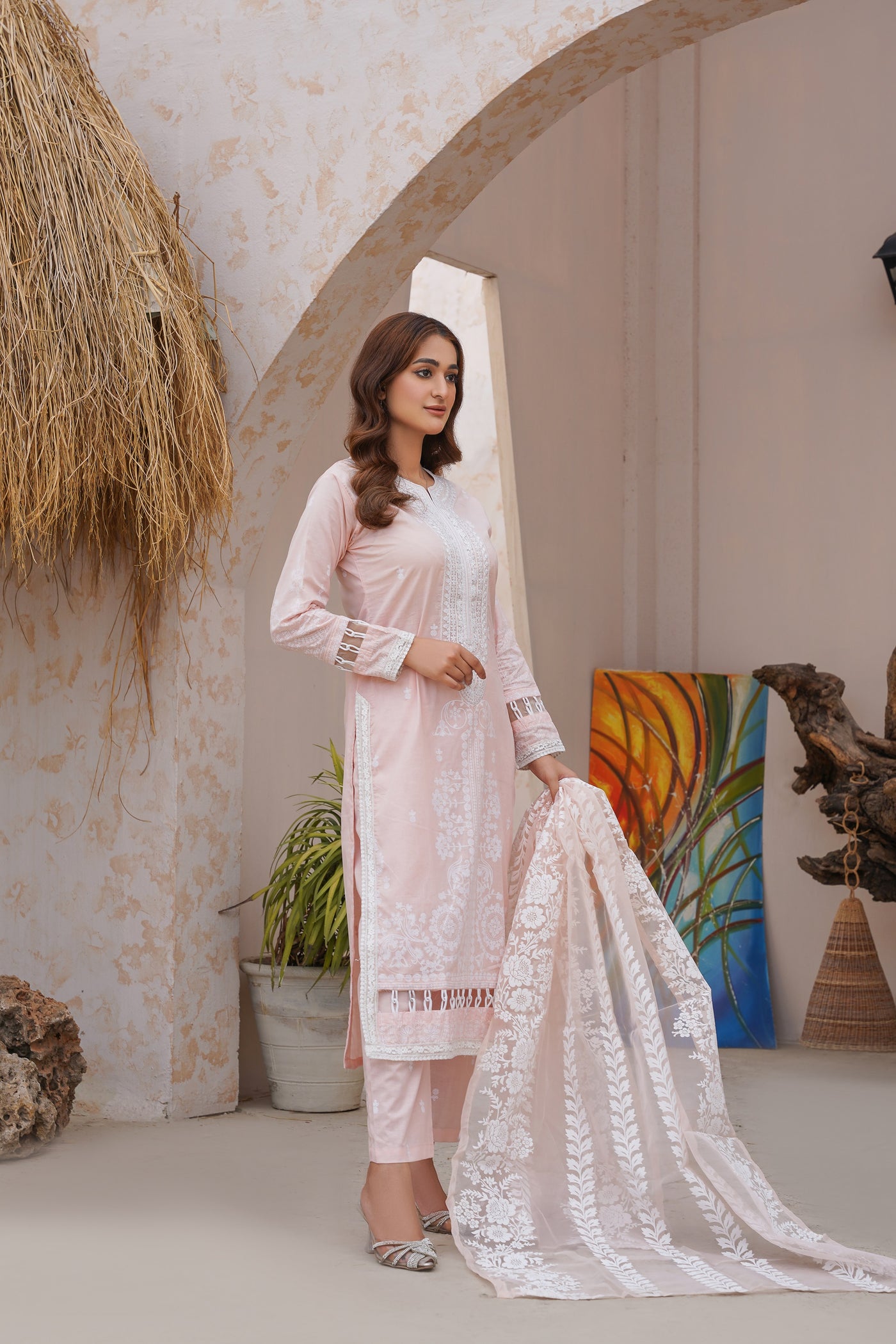 Blushy 3Pc - Embroidered Lawn Dress