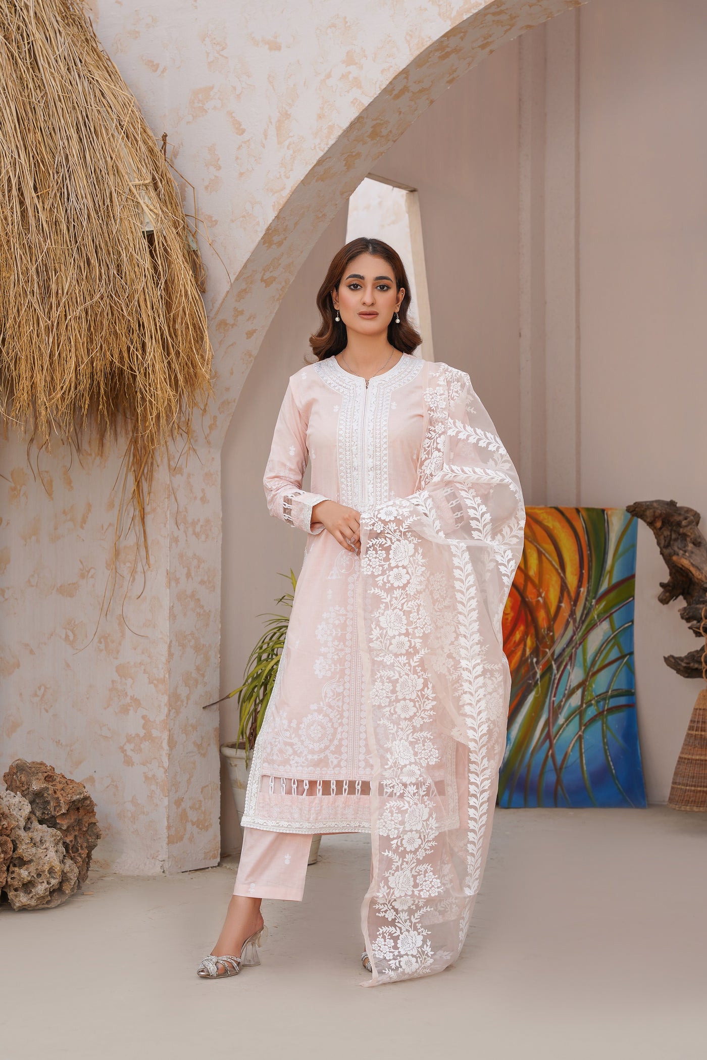 Blushy 3Pc - Embroidered Lawn Dress