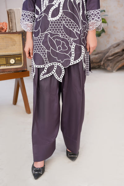 Taupe 2Pc - embroidered pret  co-oord set
