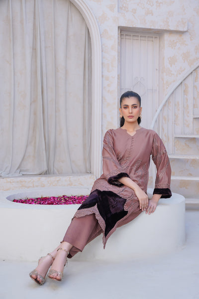 Mauve  2Pc - linen pret  Dress
