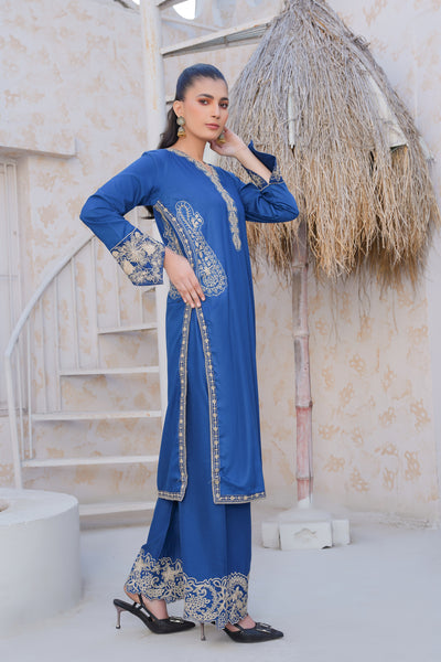 True Navy  solid co-oord | embroidered set