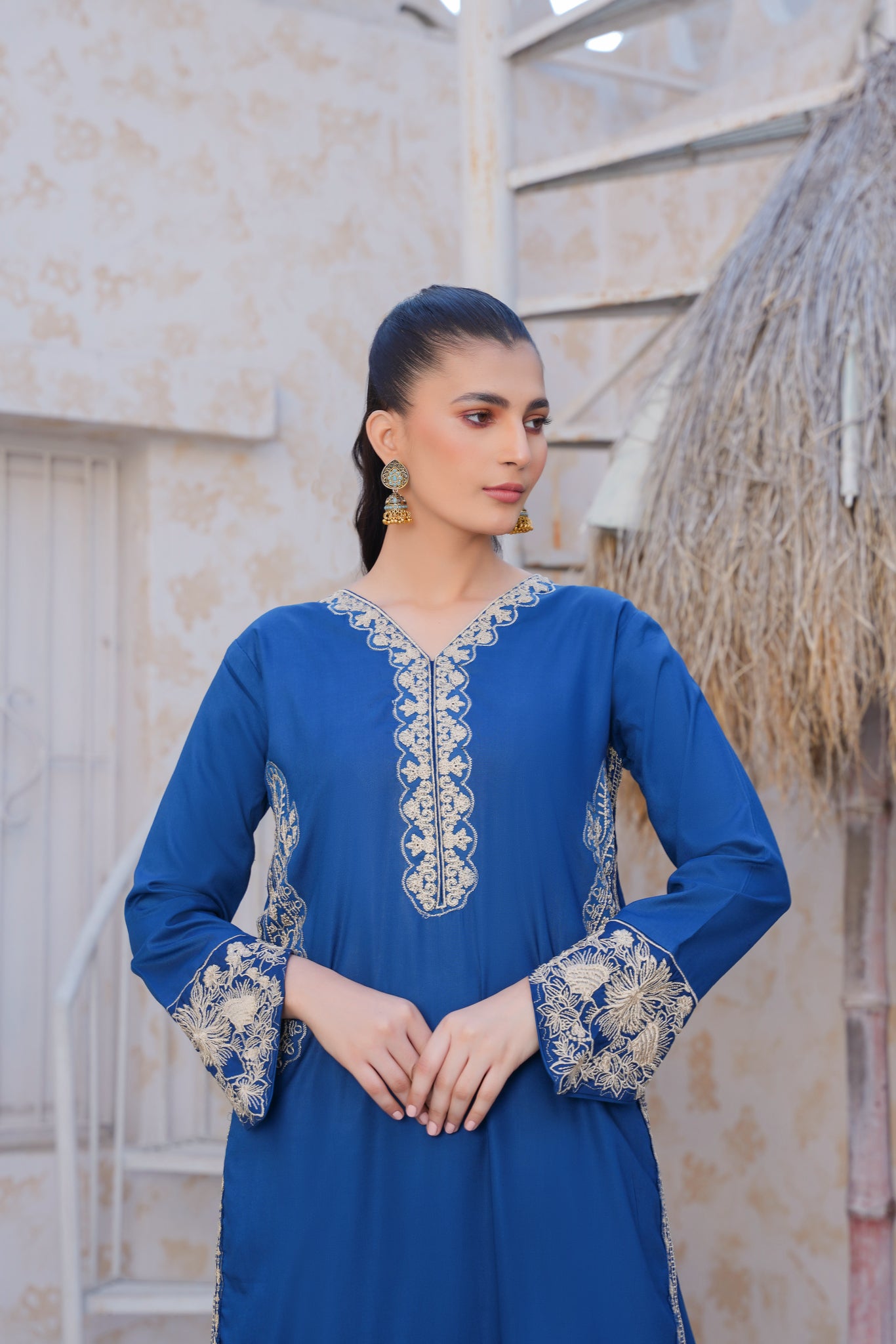 True Navy  solid co-oord | embroidered set