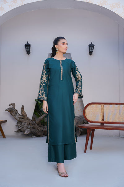 Teal Co-ord  embroidered set
