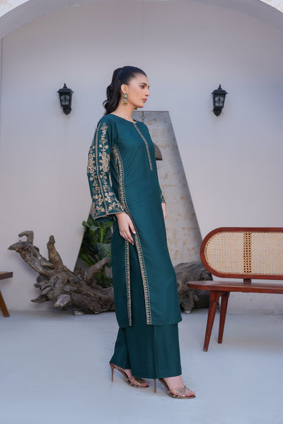 Teal Co-ord  embroidered set
