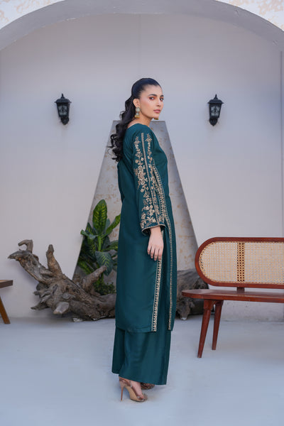 Teal Co-ord  embroidered set