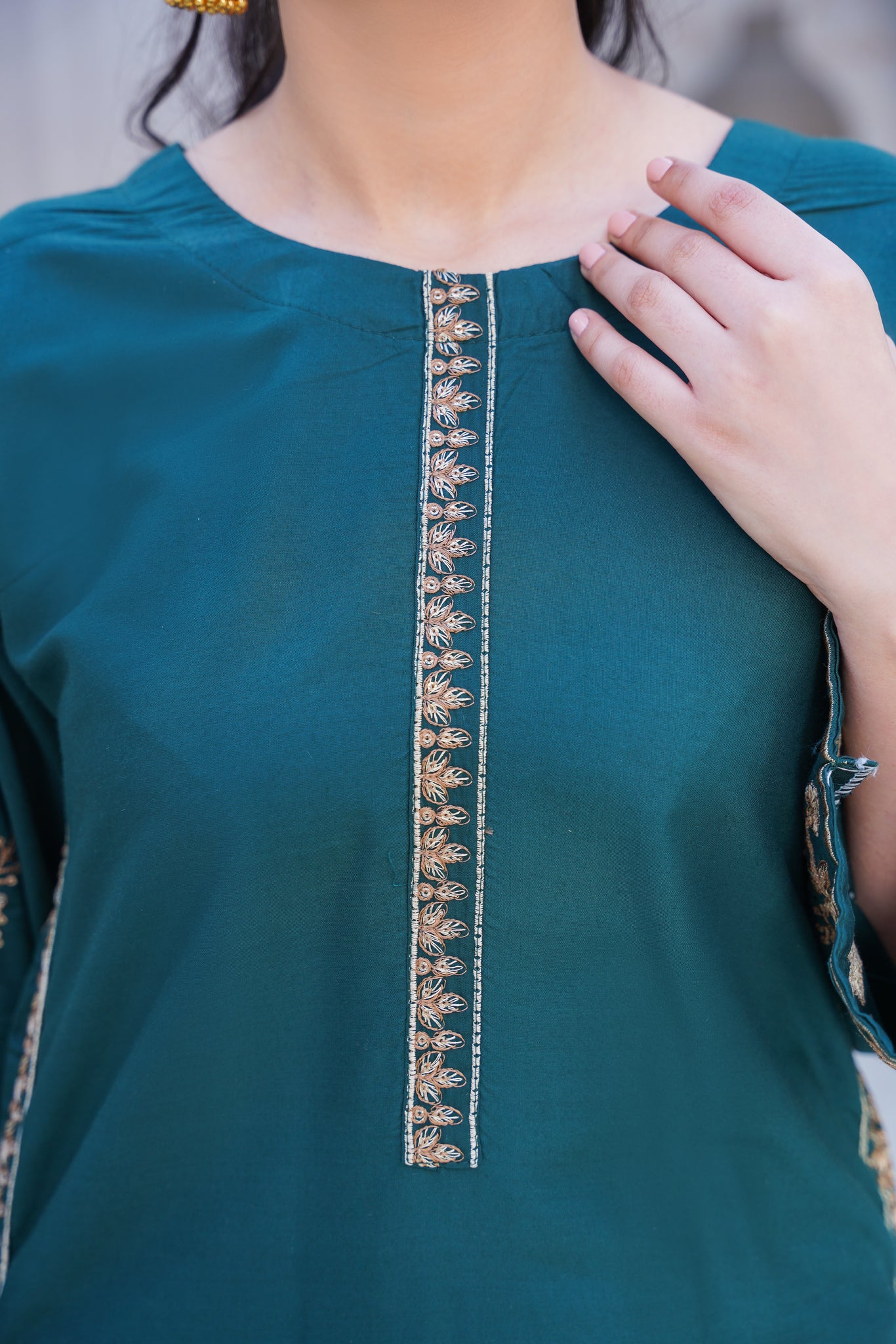 Teal Co-ord  embroidered set