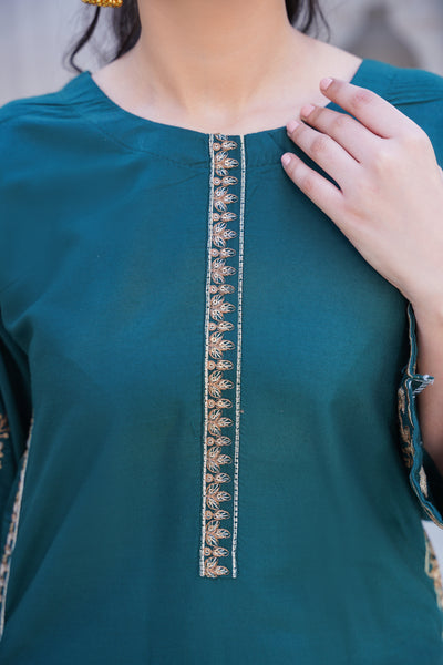 Teal Co-ord  embroidered set
