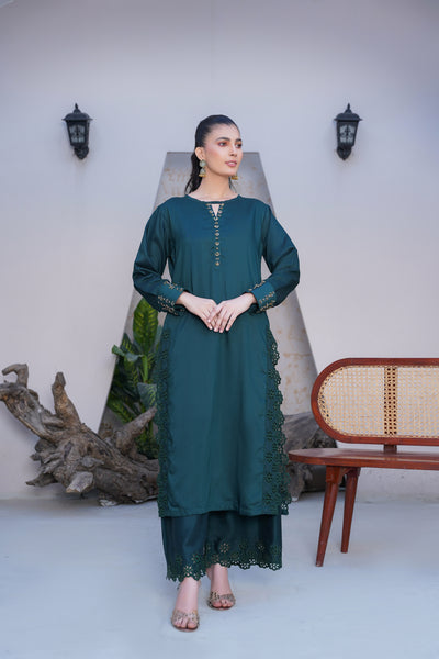 green  co-oord | embroidered chikankari  set