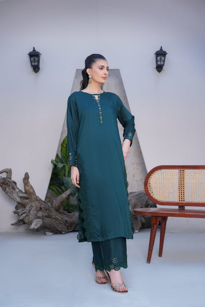 green  co-oord | embroidered chikankari  set