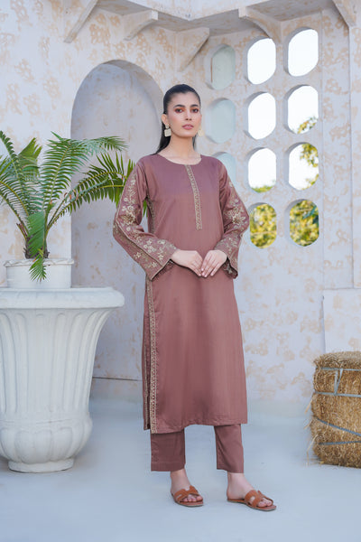 Nude brown  Co-ord  embroidered set