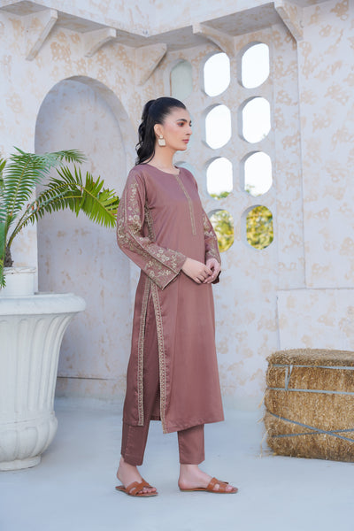 Nude brown  Co-ord  embroidered set
