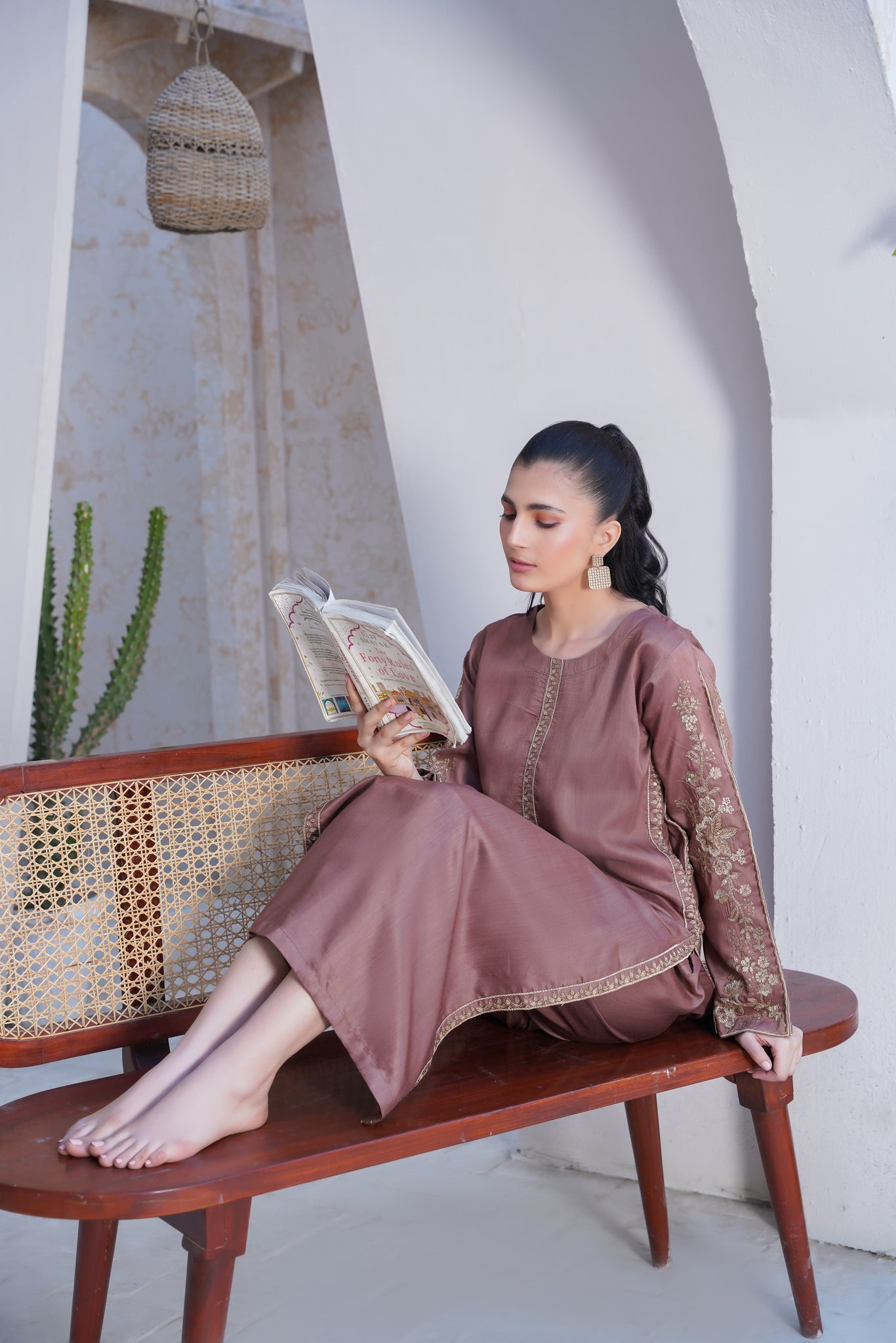 Nude brown  Co-ord  embroidered set