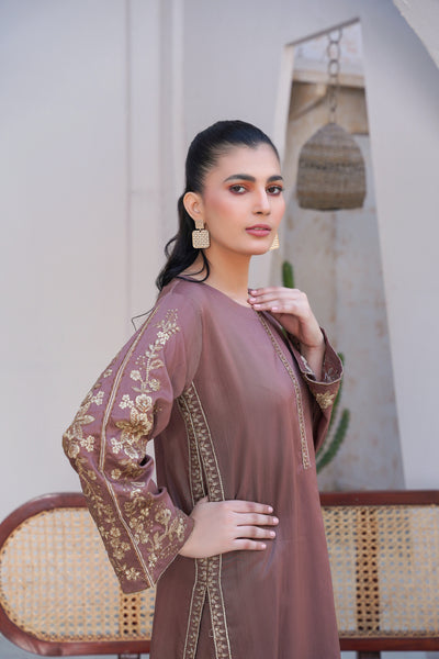 Nude brown  Co-ord  embroidered set