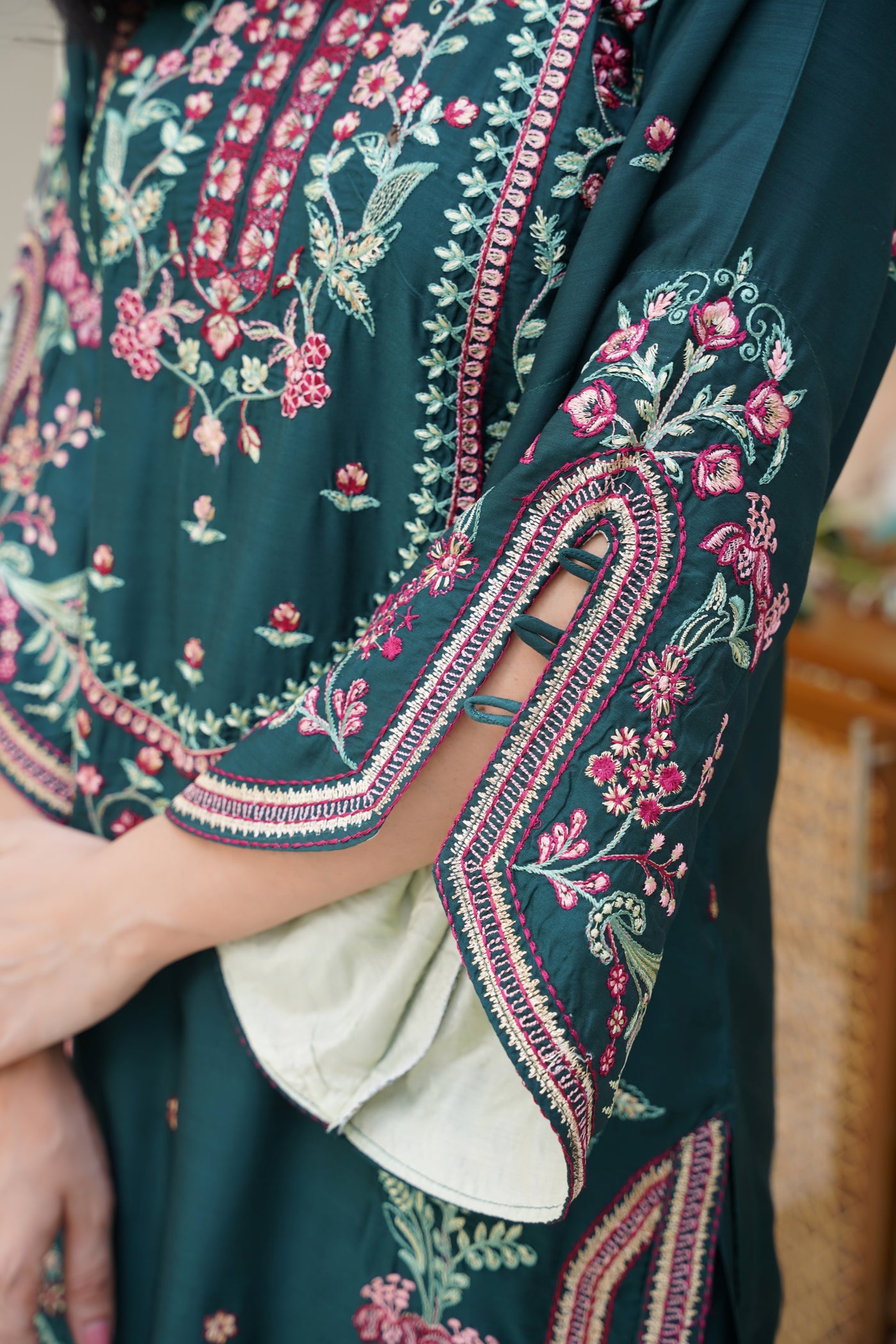 Rania – Deep Green Viscose 3Pc Suit | Ready to Wear 3pc Suit