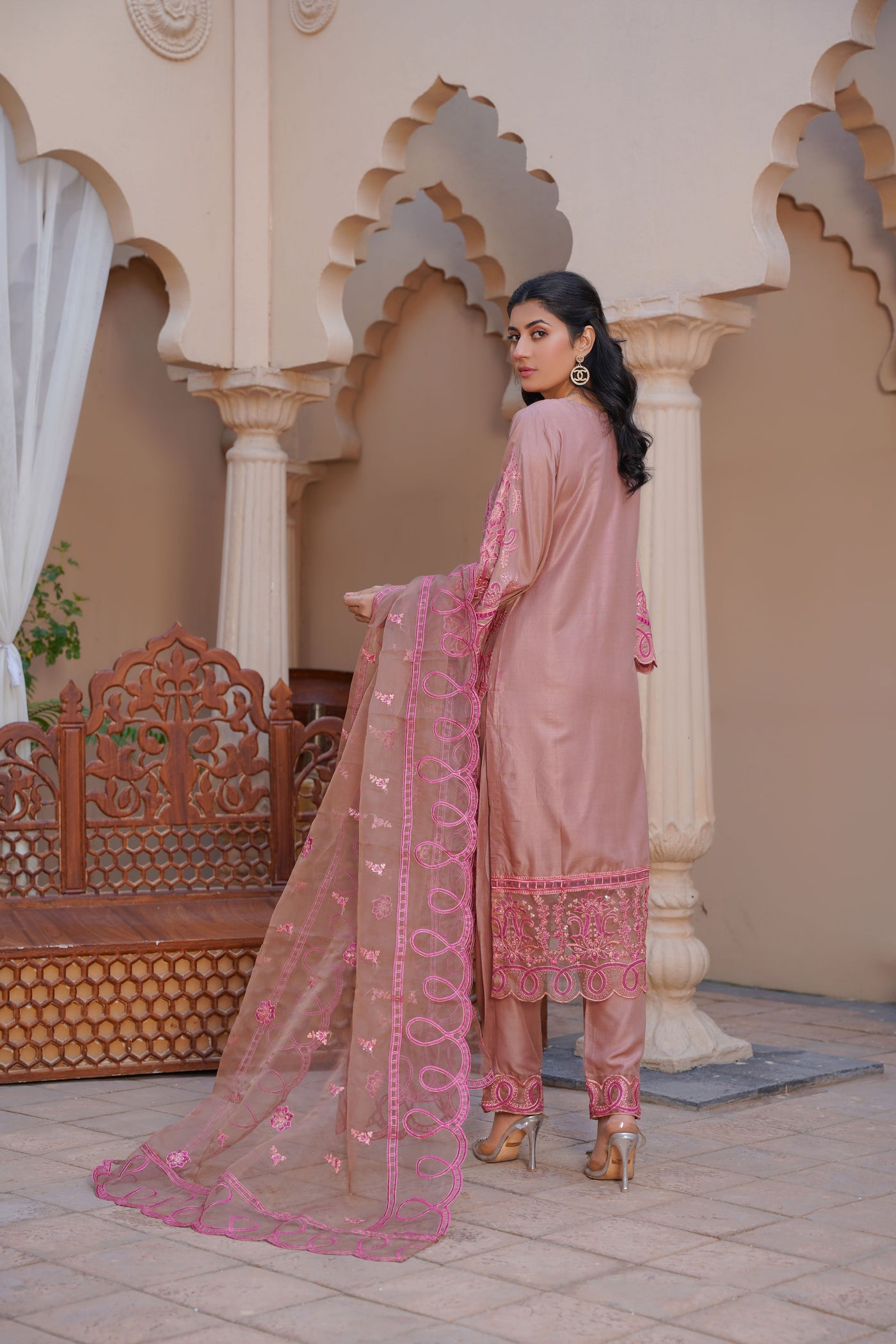 Blush Bunny 3Pc - Embroidered Linen suit