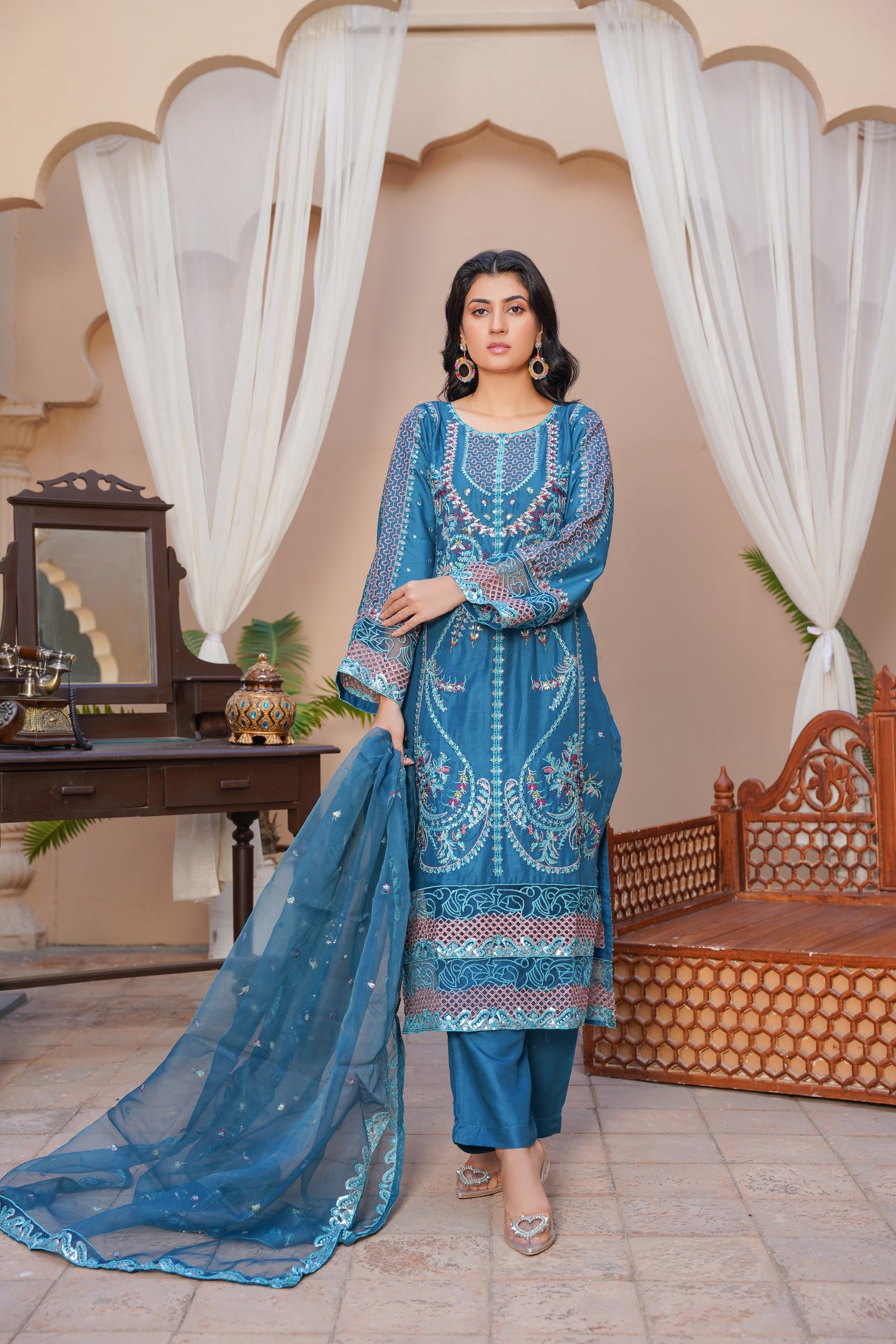 Aina 3Pc - Embroidered Linen suit