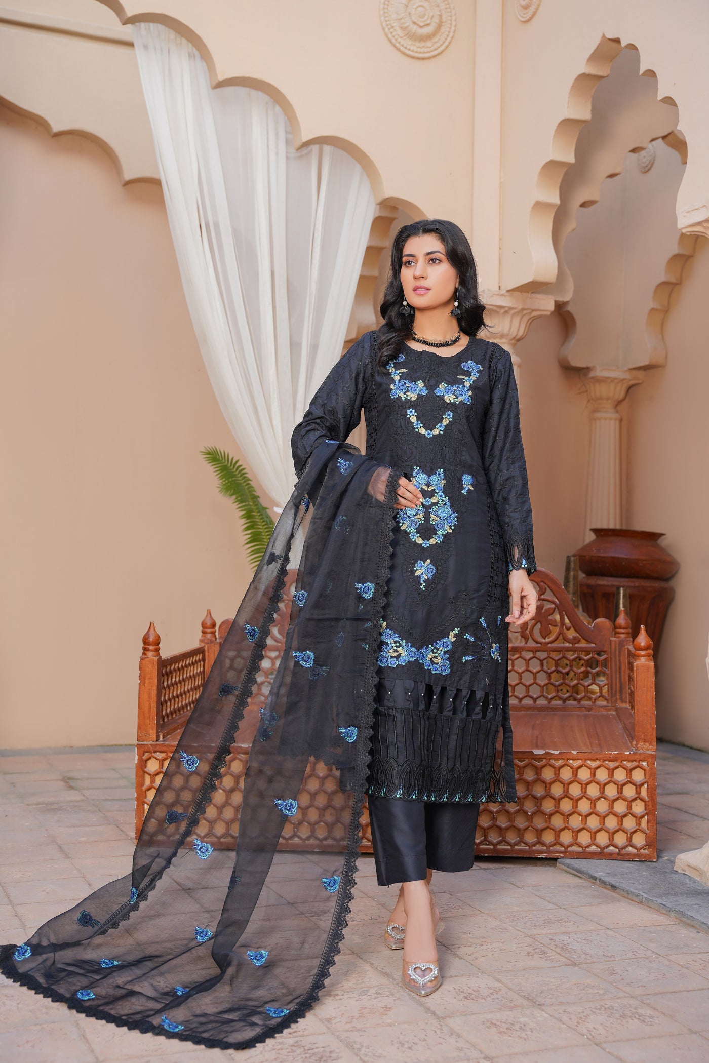 Sia 3Pc - embroidered linen  Dress