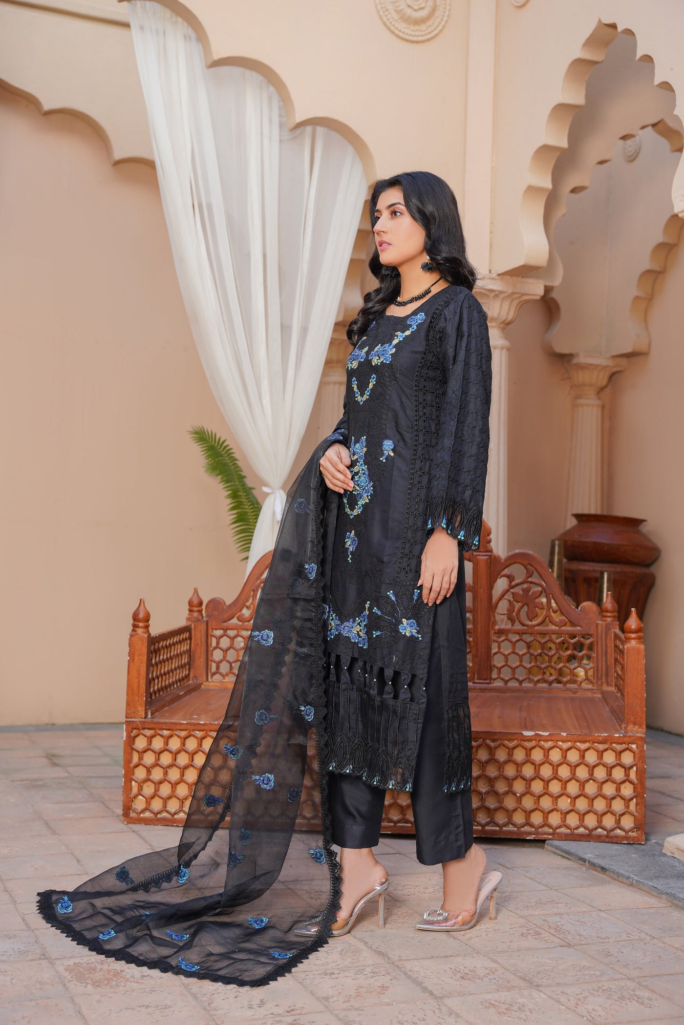 Sia 3Pc - embroidered linen  Dress