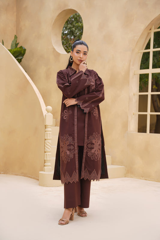 3pc Royal Mocha Dhank Suit – Timeless Elegance