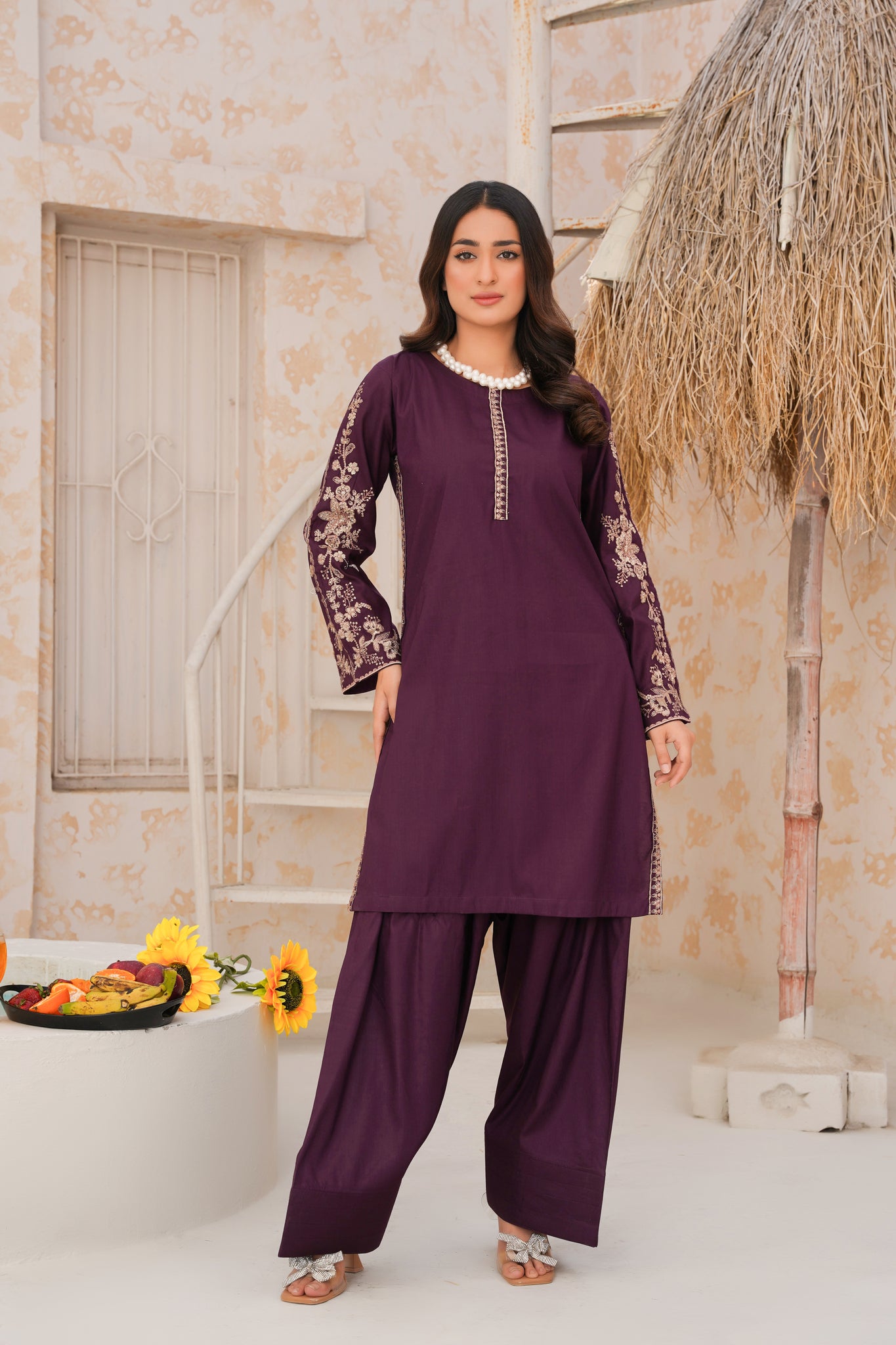 Royal Ruby 2pc pret   embroidered suit