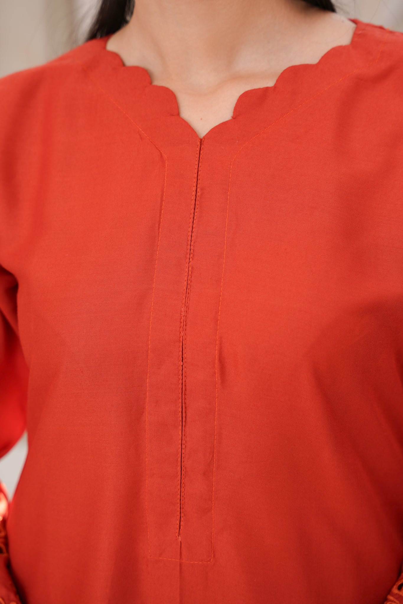 orange   co-oord | embroidered chikankari  set