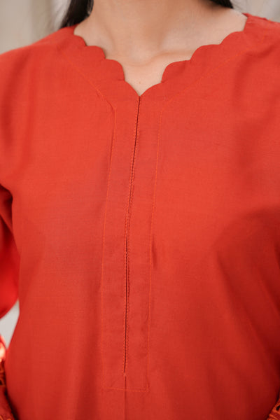 orange   co-oord | embroidered chikankari  set