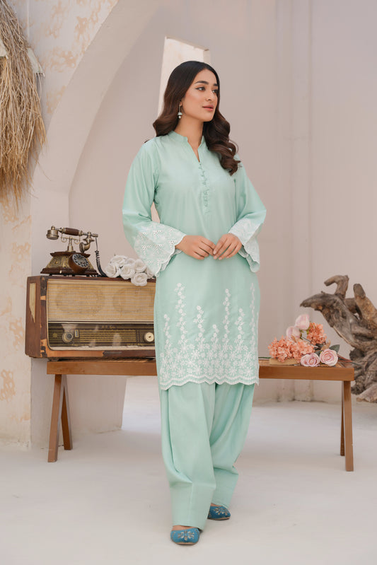 mint green  2pc pret   farshi  salwar suit