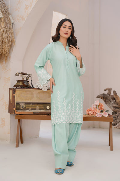 mint green  2pc pret   farshi  salwar suit