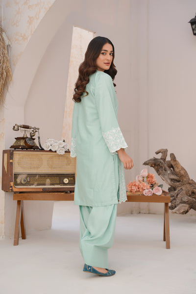 mint green  2pc pret   farshi  salwar suit