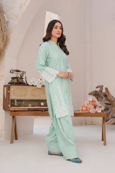 mint green  2pc pret   farshi  salwar suit