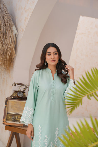 mint green  2pc pret   farshi  salwar suit