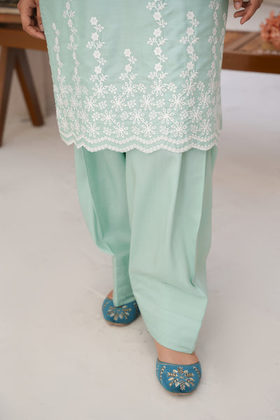 mint green  2pc pret   farshi  salwar suit