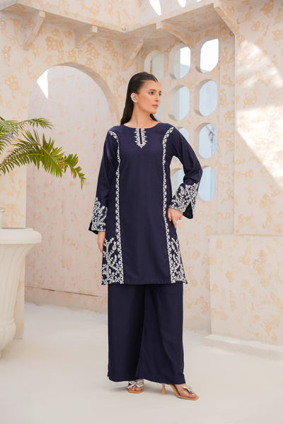 Mid Night Blue  2Pc - embroidered pret  suit