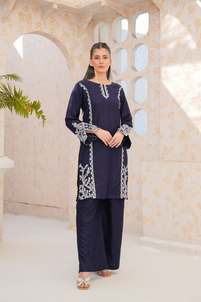 Mid Night Blue  2Pc - embroidered pret  suit