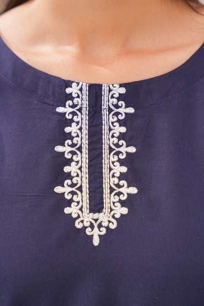 Mid Night Blue  2Pc - embroidered pret  suit