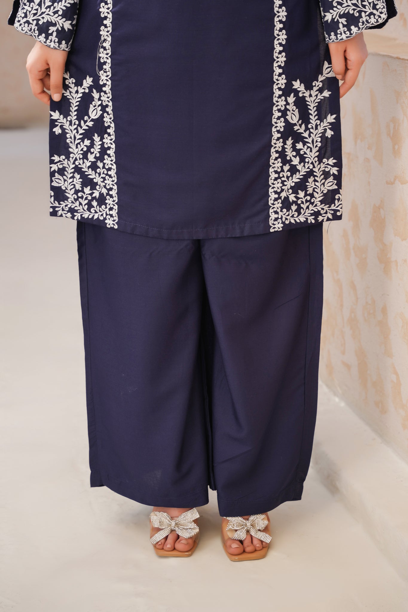 Mid Night Blue  2Pc - embroidered pret  suit