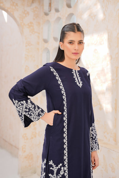 Mid Night Blue  2Pc - embroidered pret  suit