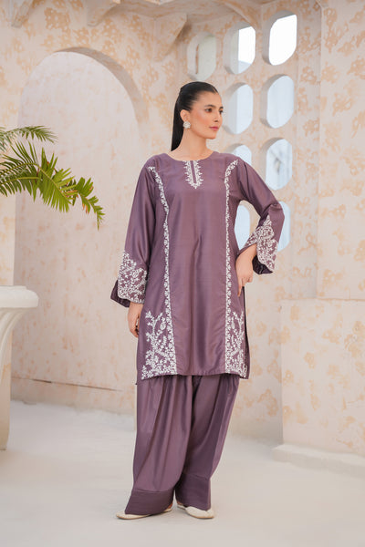 Muted purple 2Pc - embroidered pret  suit